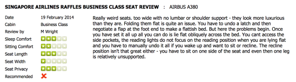 Wow, I don't think this person is going to be pleased with any business class seat. But for a first time J flyer, they'll probably be blown away. Where do you spend your marketing dollars?